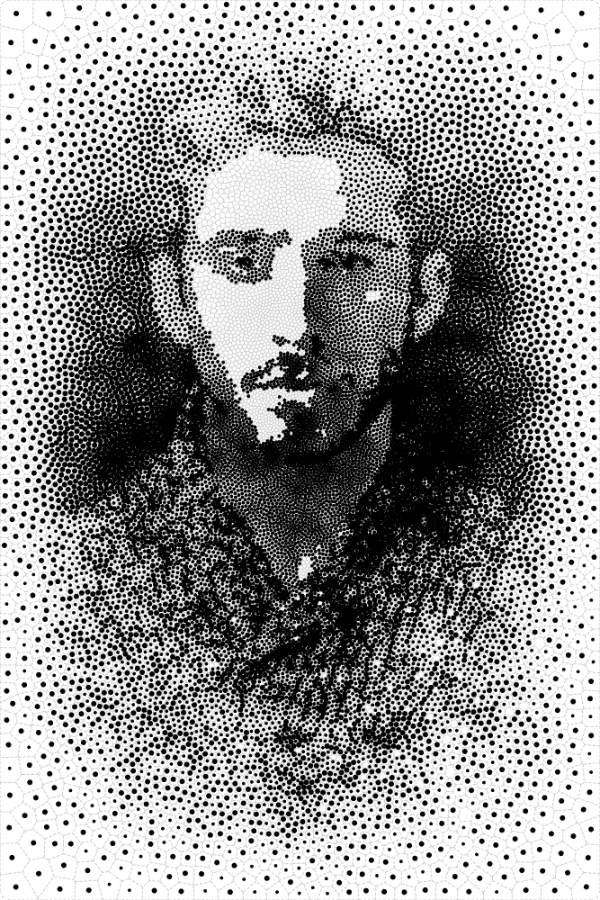 Voronoi stippling algorithm example
